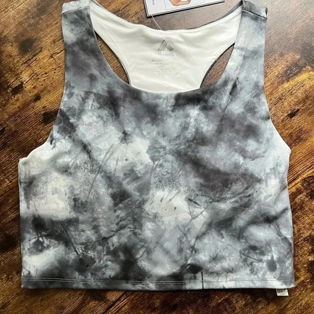 RBX womens crop exercise top. Ice Flowers. Size: L